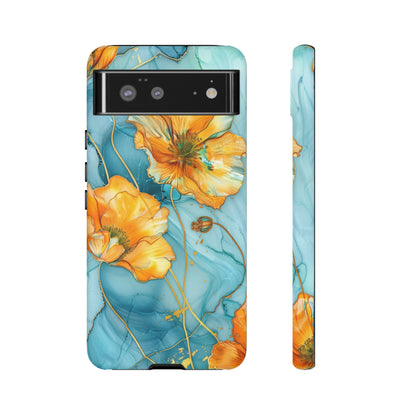 Gold Poppies Color Splash Floral Design Phone Case