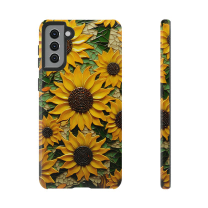 Sunflower Floral Color Explosion Mosaic Glass