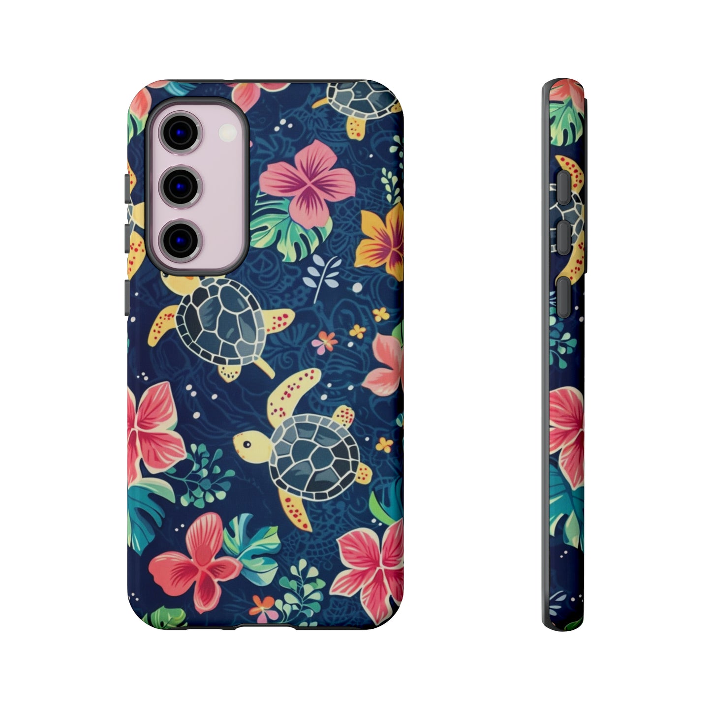 Undersea Floral Blue Sea Turtle Phone Case