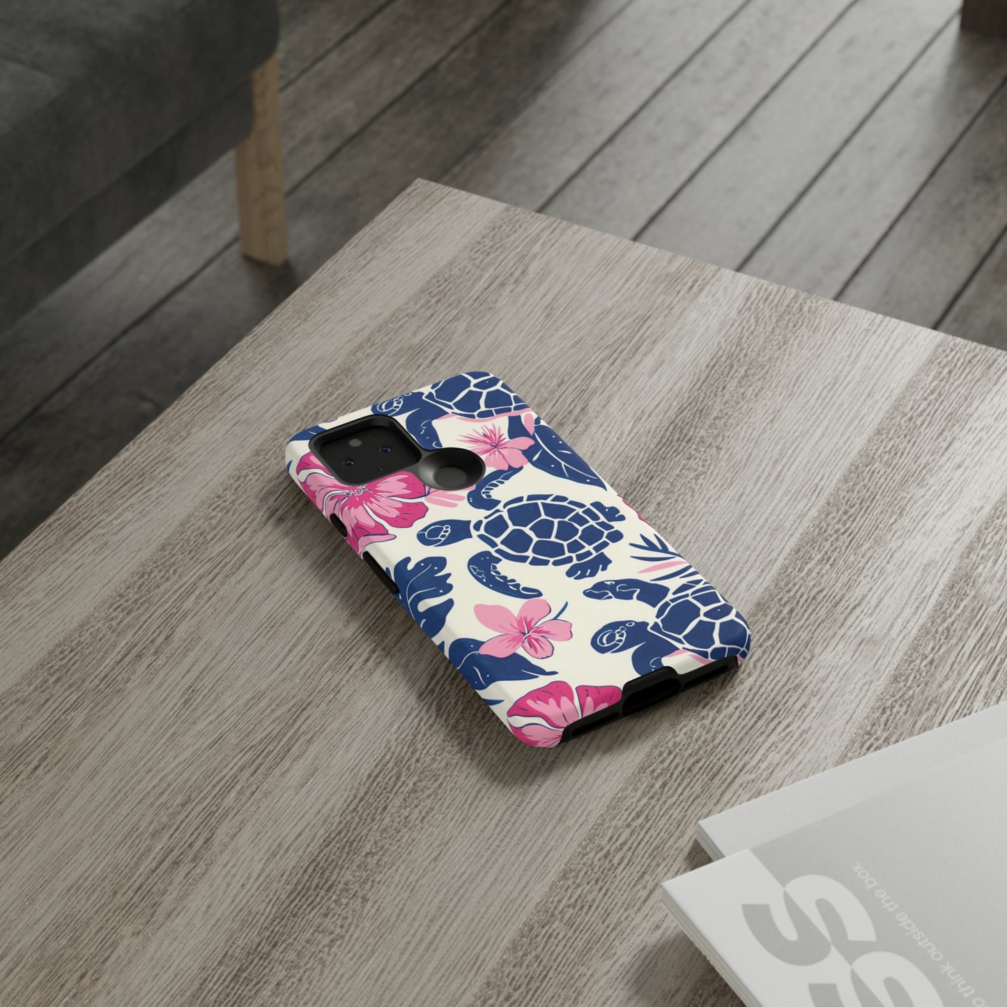 Undersea Floral Blue Sea Turtle Phone Case