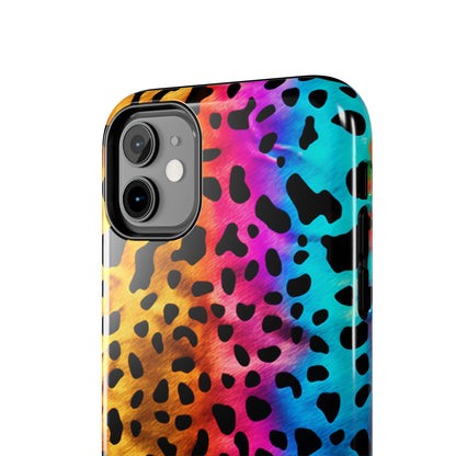 Kaleidoscopic Wild: Psychedelic Rainbow Leopard Print | Dazzling iPhone Case