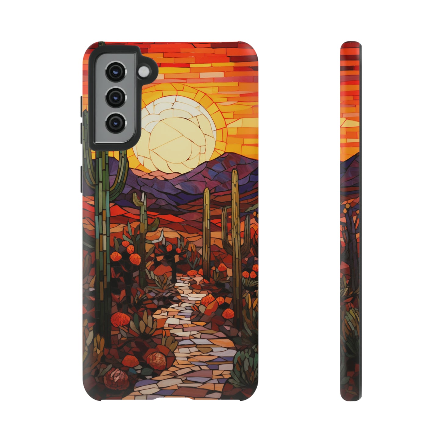 Desert Sunset Cactus Mosaic Tile