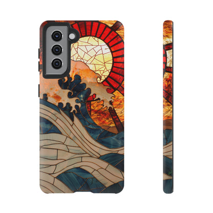 Japanese Rising Sun Phone Case Stained Glass Ocean Wave