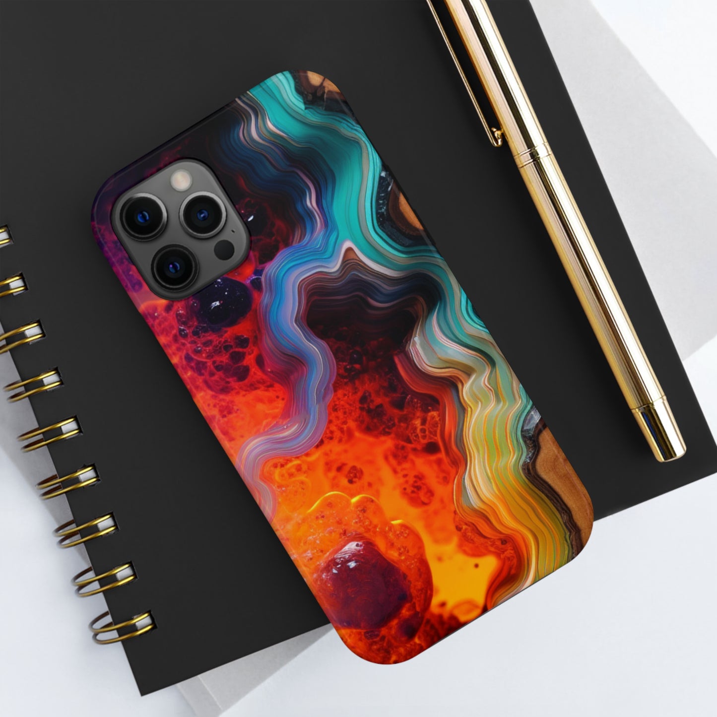 Faux Wood and Colorful Epoxy iPhone Case | Embrace the Beauty of Nature and Vibrant Artistry