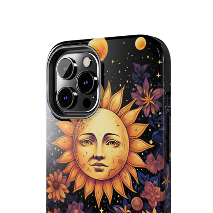 Cosmic Blooms: Floral Sun, Moon & Stars iPhone Case - Where Celestial Meets Botanical