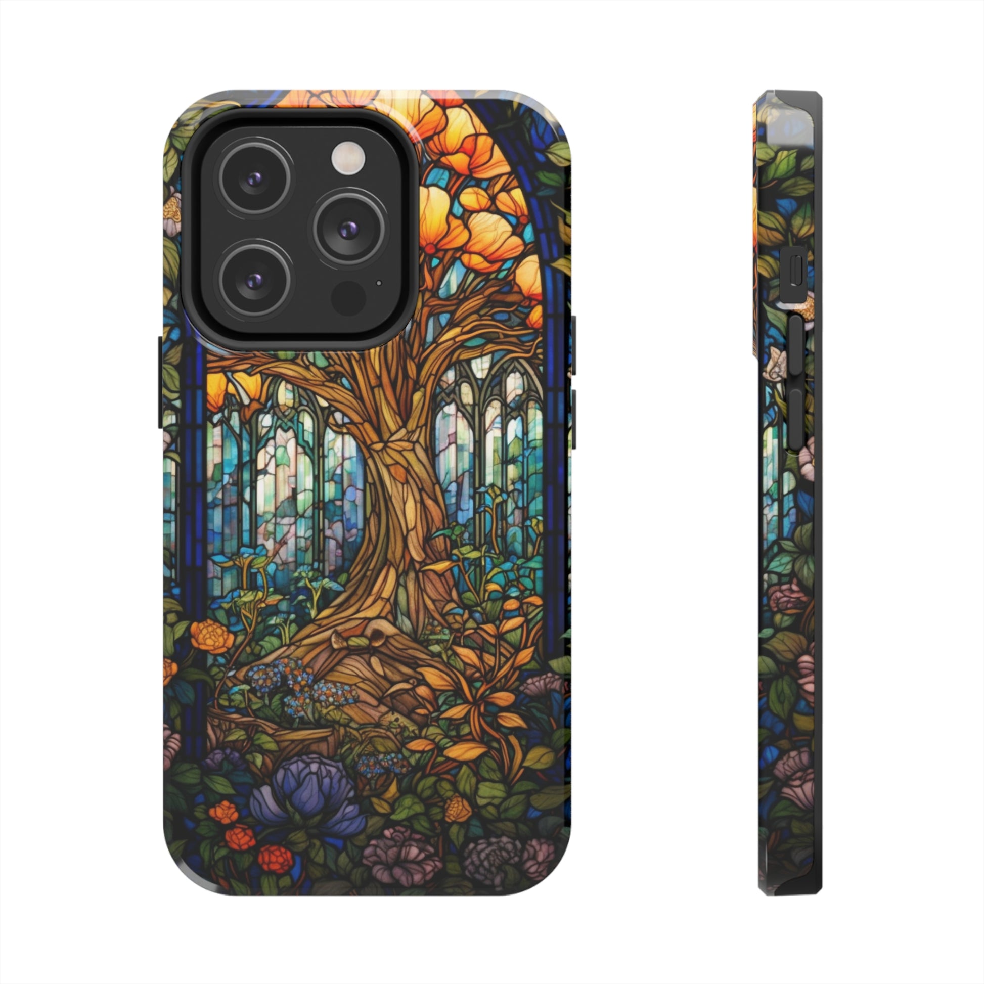 Nature-Inspired iPhone Protective Case with Stained Glass Aesthetics