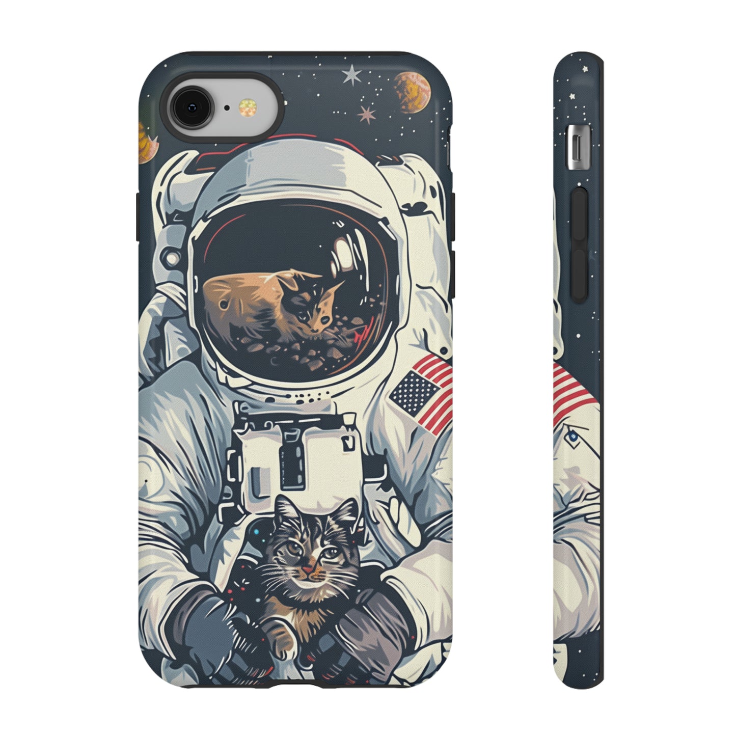 The Astronaut and the Cosmic Cat Phone Case