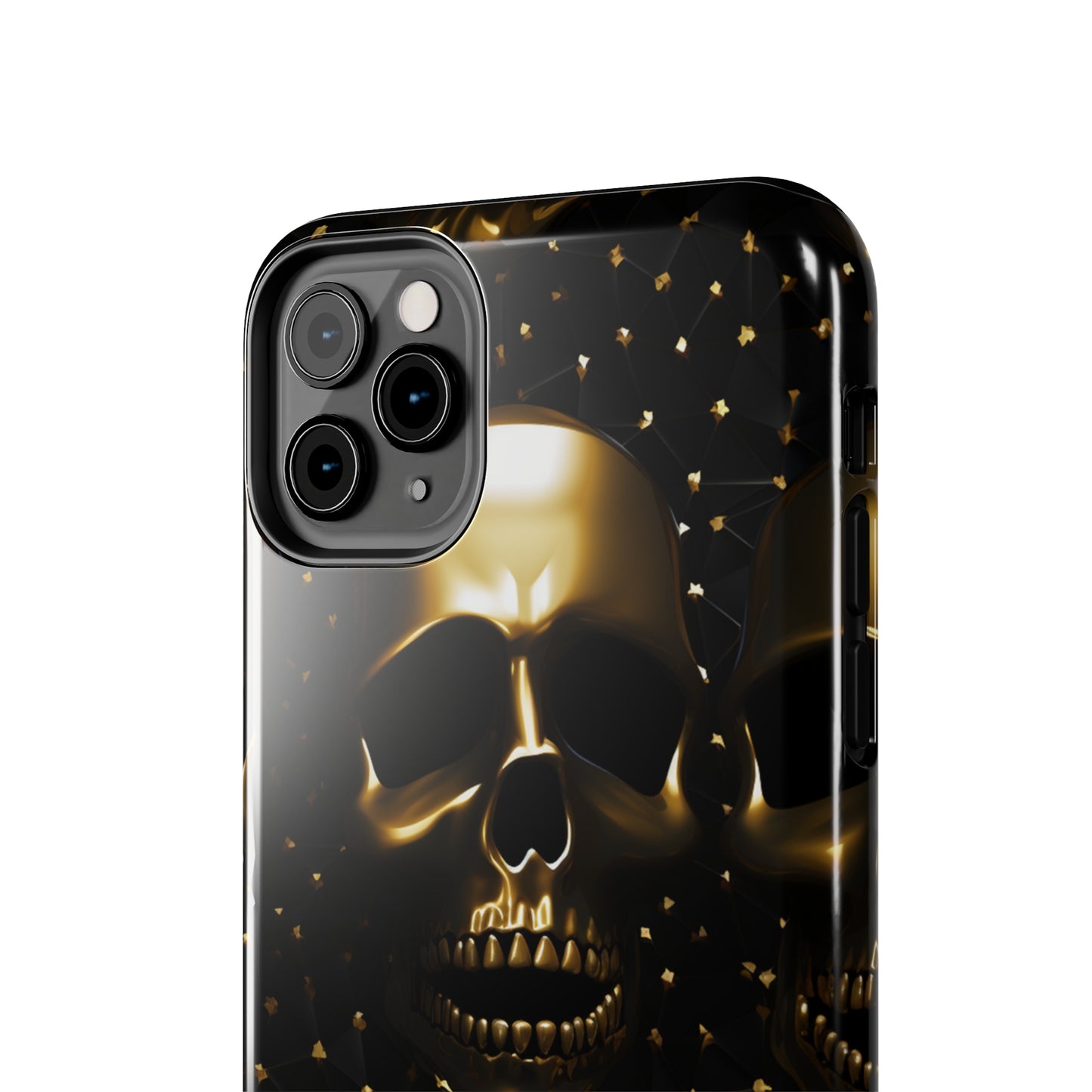 iPhone Tough Case | Dark Decadence: Gothic Gold Skulls and Studs  | Unveil Your Edgy Elegance