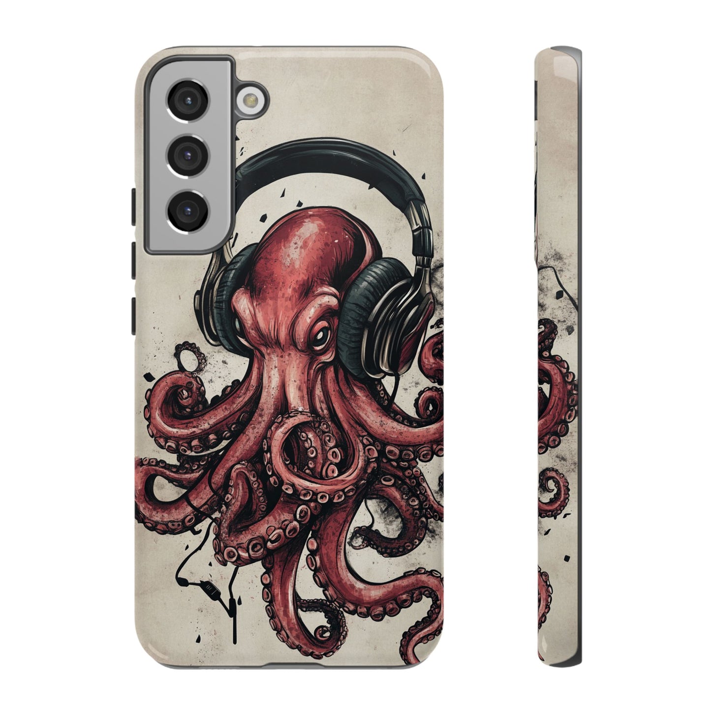 Retro Style Japanese Octopus Listening to Headphones Phone Cover