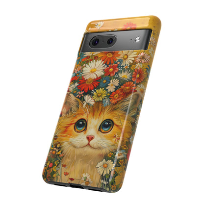 Cute Cat in Floral Garden Phone Case