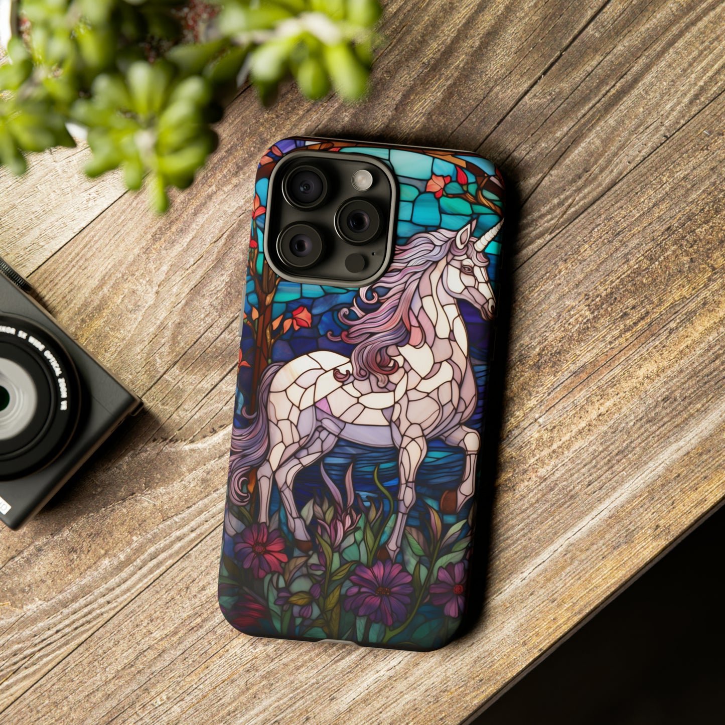 Unicorn Stained Glass iPhone, iPhone Case Retro Samsung Galaxy Phone Tough Case iPhone 15 14 Plus 13 12 7 8 Se Hippie Boho Style