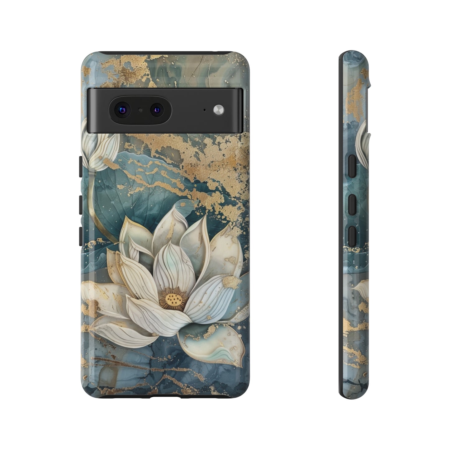 Zen Stained Glass Marble Lotus Floral Design Phone Case