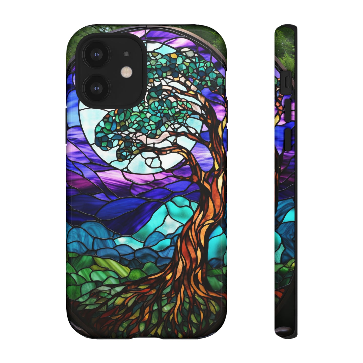 Stained Glass Mosaic Tile Tree in Moonlight