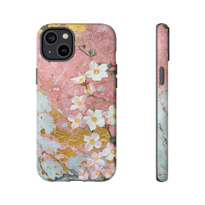 Pink Forget Me Nots Gold Floral Phone Case