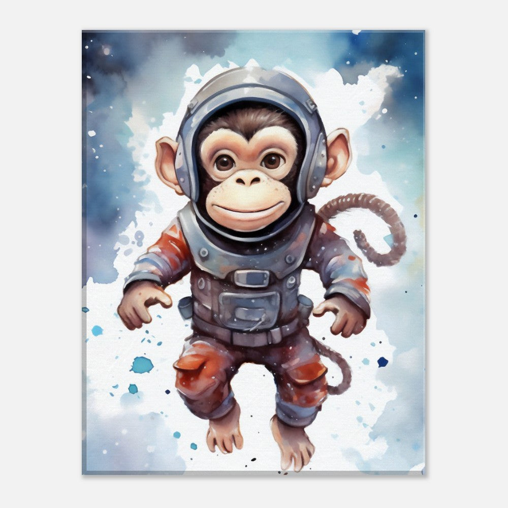 Cute Baby Monkey Astronaut Nursery Wall Art Canvas Print