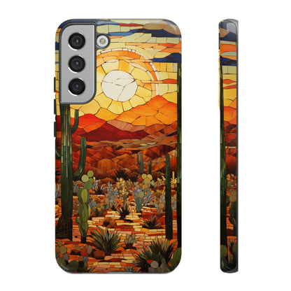 Desert Sunset Cactus Mosaic Tile