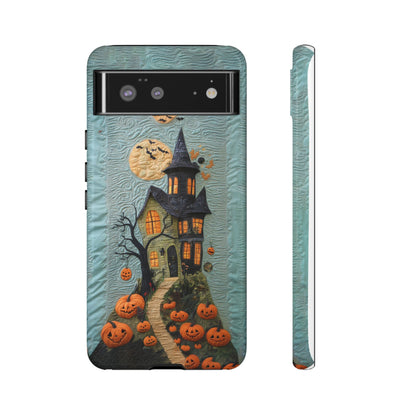 Halloween Haunted House Vintage Embroidery Style Phone Cover