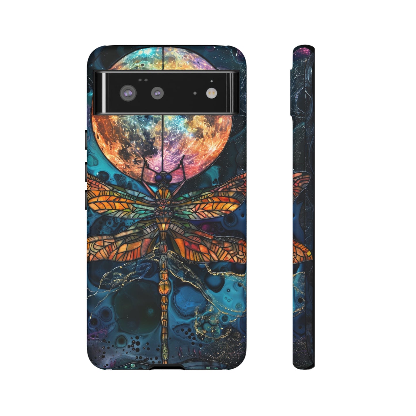 Full Moon Stained Glass Dragonfly Phone Cover