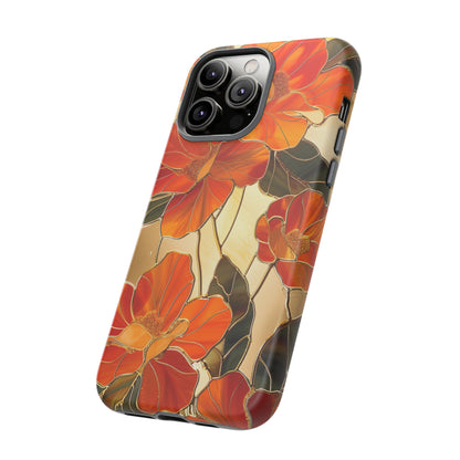 Orange Floral Phone Case Stained Glass Flower Aesthetic