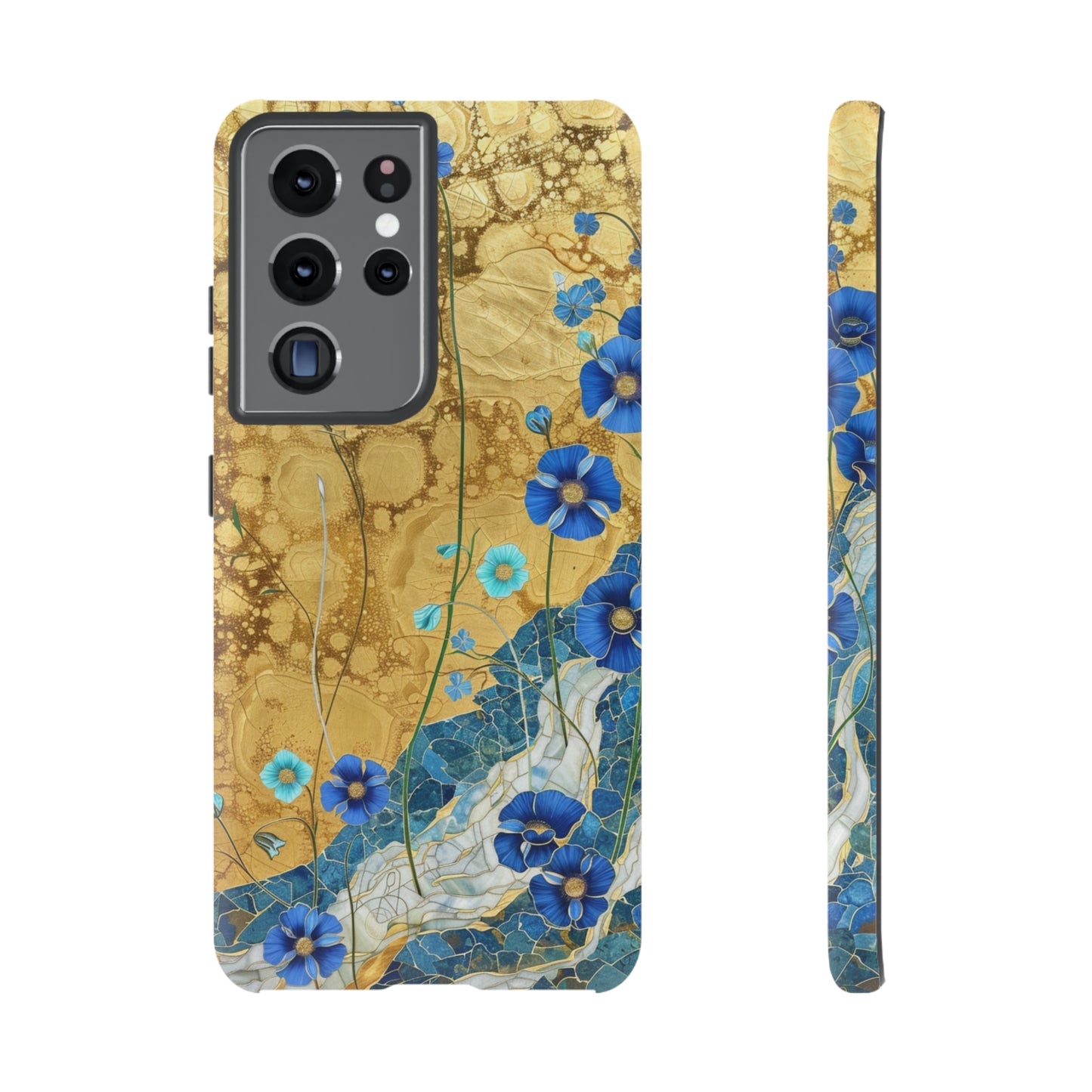 Forget Me Nots Gold Color Splash Floral Design Phone Case