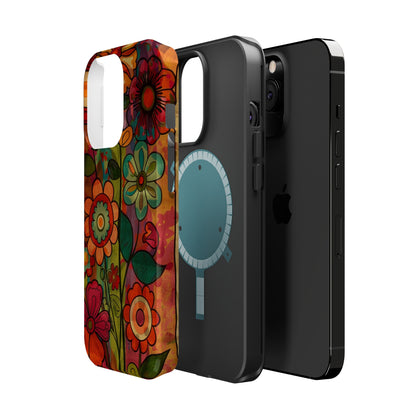 Retro Watercolor Abstract Floral Summer Style MagSafe Phone Case, iPhone 15 Case