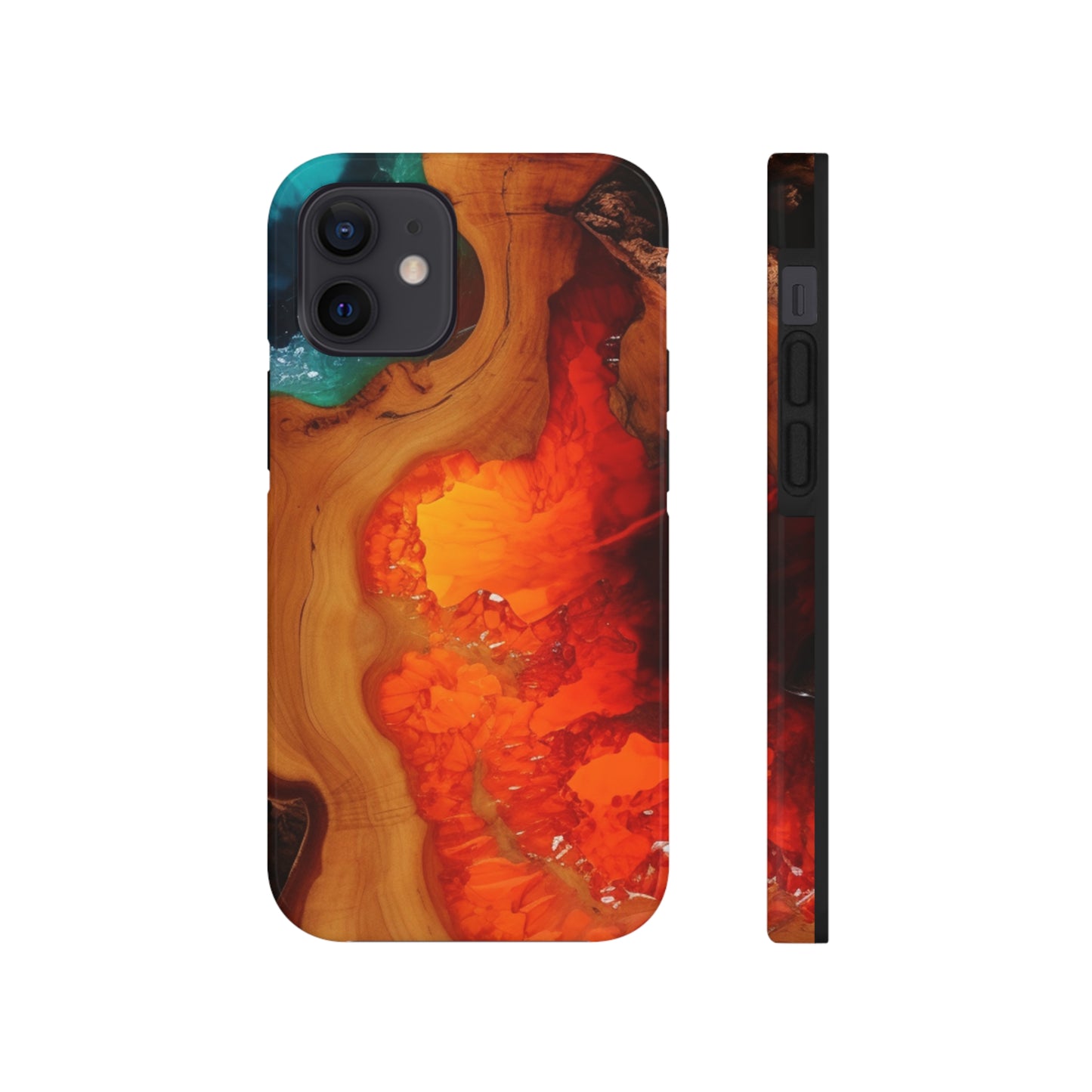 Faux Wood and Colorful Epoxy iPhone Case | Embrace the Beauty of Nature and Vibrant Artistry