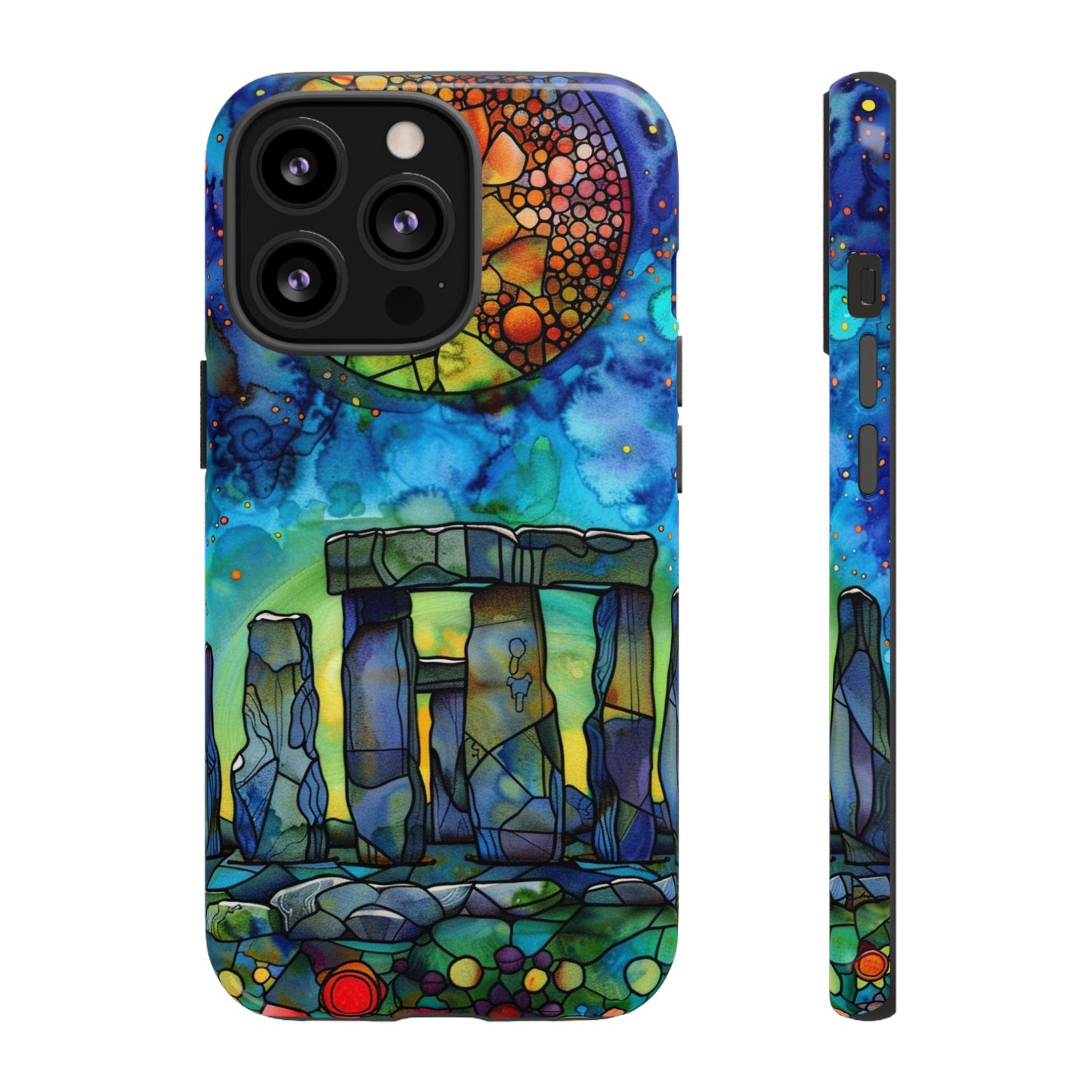 Stonehenge Neolithic Full Moon Stained Glass Watercolor Phone Cover