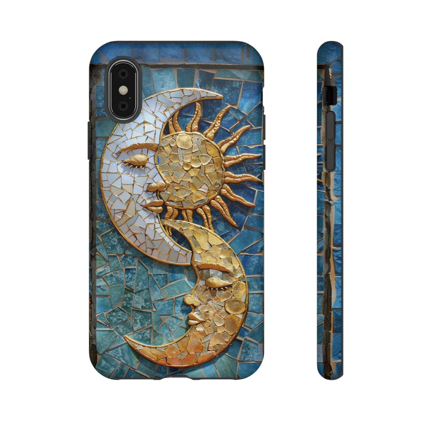 Boho Sun and Moon Mosaic Tile Stained Glass Phone Case