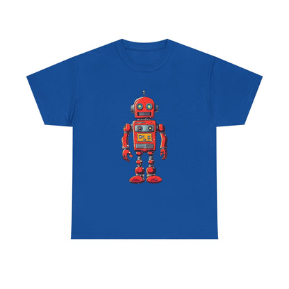 Vintage Red Robot T-Shirt Retro Sci-Fi Graphic Tee For Nerd Culture