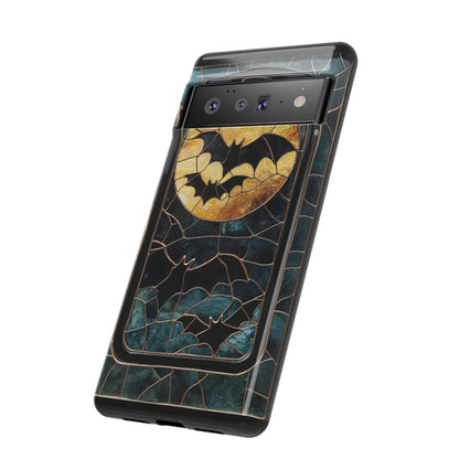 Halloween Phone Case Bats Stained Glass Style Spooky Moon Phone Cover