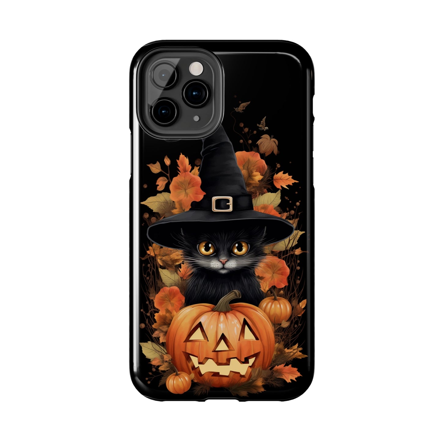 Trick or Treat Delight: Adorable Witch Cat Halloween Celebration | Whimsical iPhone Case