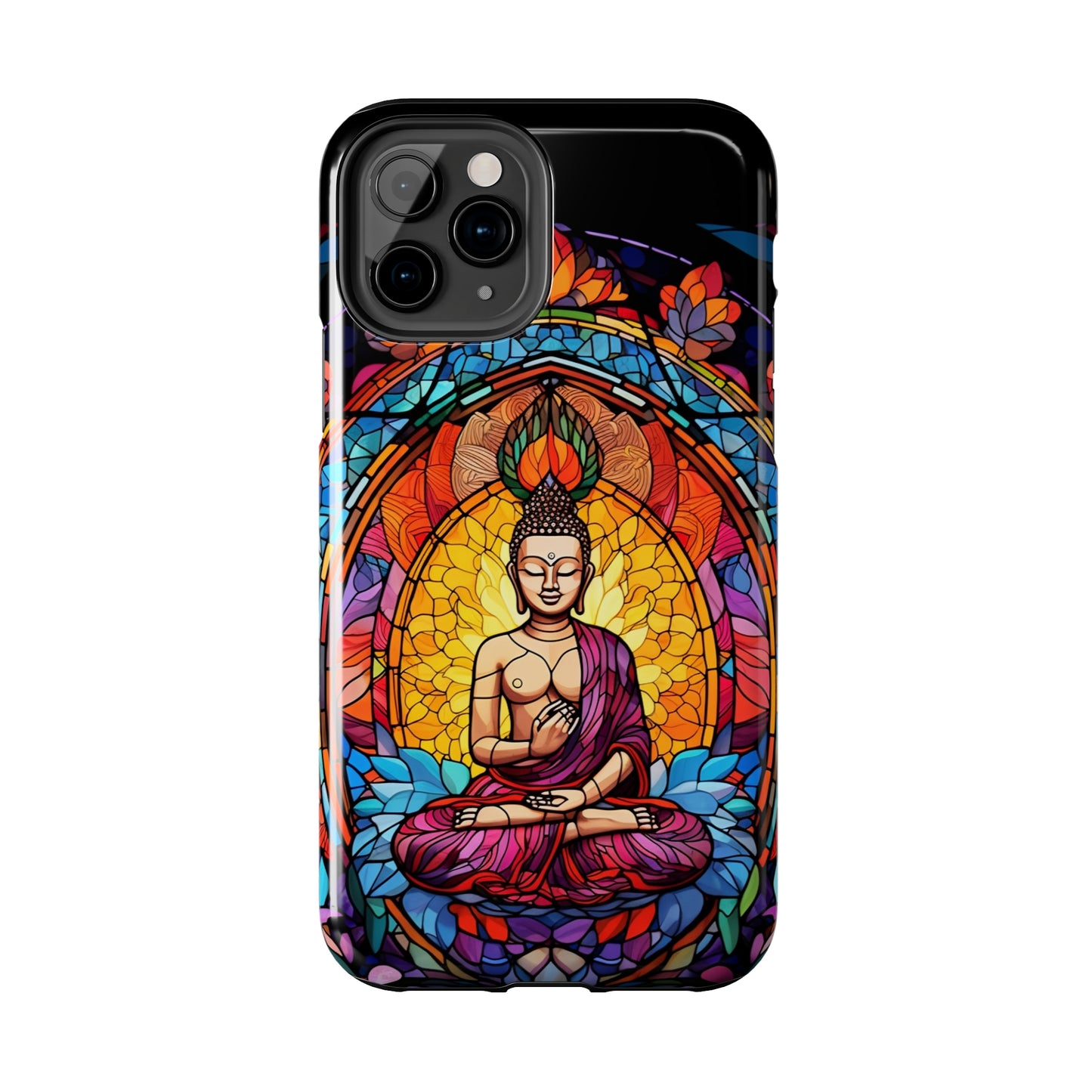 Stained Glass Magic iPhone Case: Psychedelic Tibet Buddha Mandala | iPhone 13 Case Mystical Tibetan Artistry