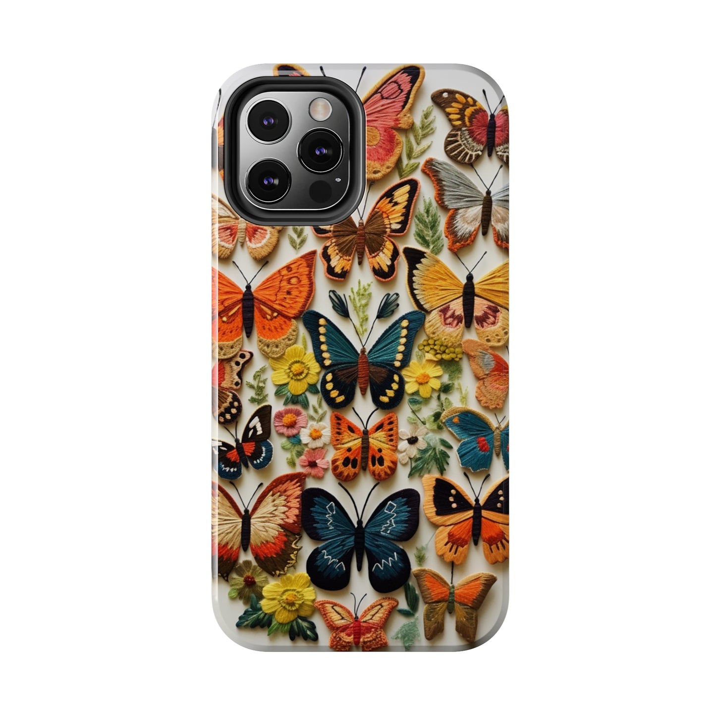 Embroidery Butterflies iPhone Case | Whimsical Elegance and Nature's Beauty in Handcrafted Detail