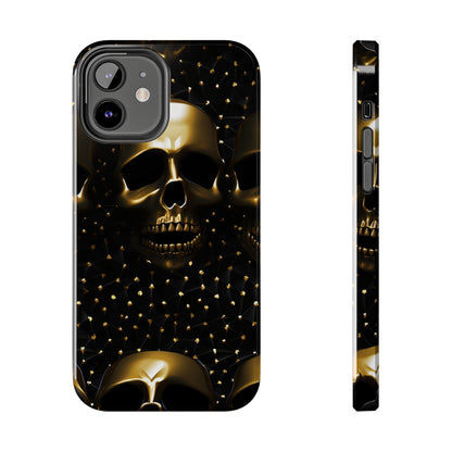 iPhone Tough Case | Dark Decadence: Gothic Gold Skulls and Studs  | Unveil Your Edgy Elegance