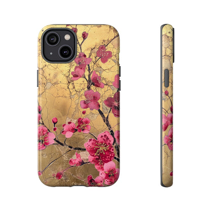 Pink Forget Me Nots Gold Floral Phone Case