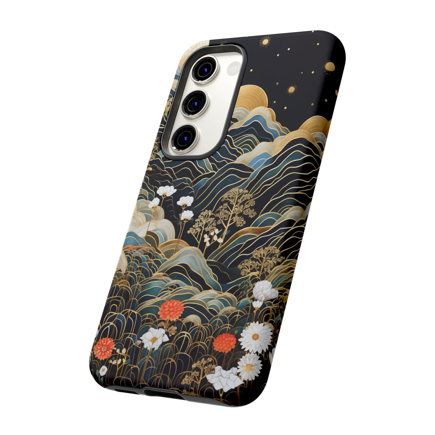 Chiyogami Flowers Tough Phone Case fits Galaxy S23 S22 S21 S20 Plus Ultra | Iphone 14 13 12 11 8 Pro Max Mini | Pixel 7 6 Pro 5 | Japanese