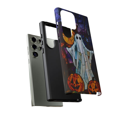 Stained Glass Halloween Ghost and Jack-o'-Lanterns Phone Cover