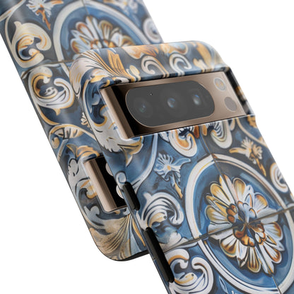 Azulejo Porcelain Blue & Creamy White Tile Mediterranean Design Phone Case