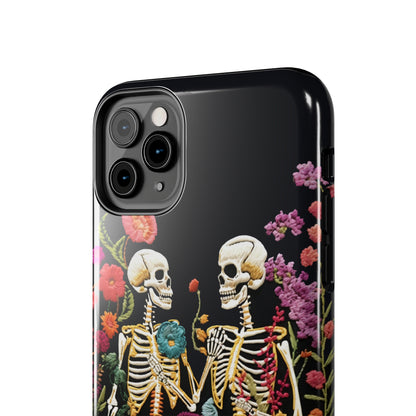 Love Halloween Skeletons Embroidery iPhone Case | iPhone X to iPhone 14 Pro Max