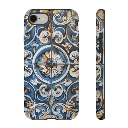 Azulejo Porcelain Blue & Creamy White Tile Mediterranean Design Phone Case