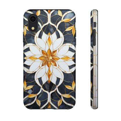 Art Deco Floral Gold & Blue Mosaic