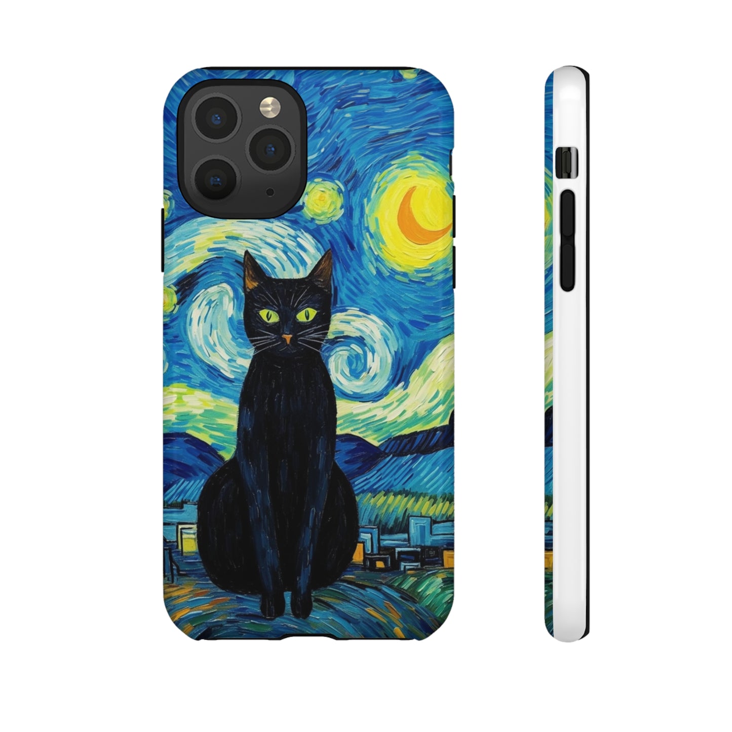 Starry Night Van Gogh Black Cat iPhone, Samsung Galaxy, Google Pixel  Case | Embrace Artistic Whimsy and Feline Charm