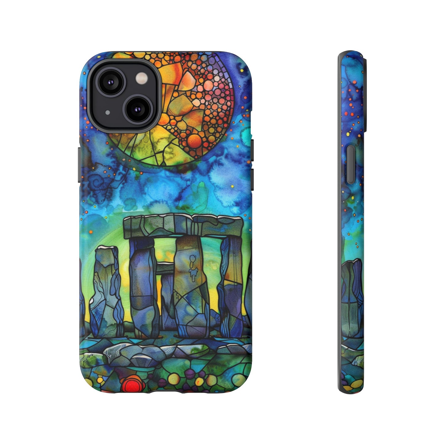 Stonehenge Neolithic Full Moon Stained Glass Watercolor Phone Cover