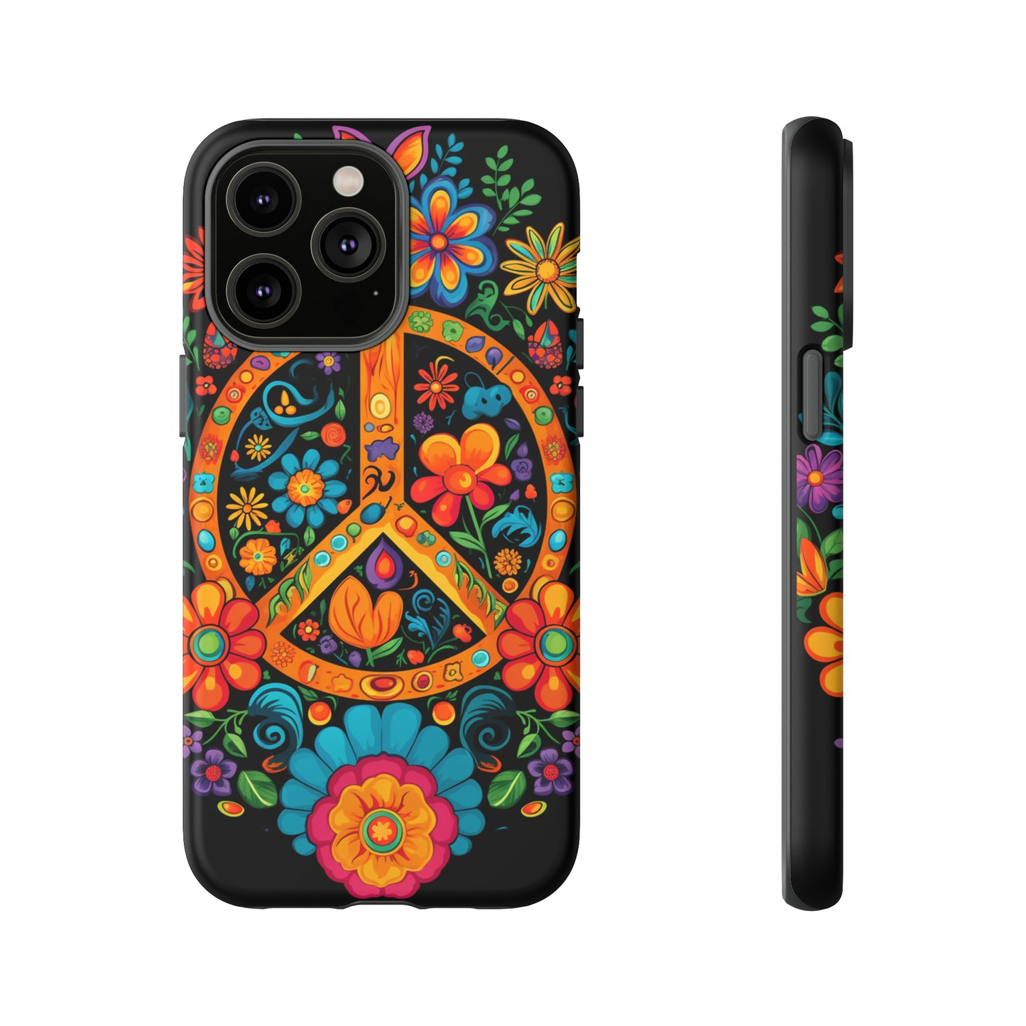 Peace Sign Embroidery Floral Hippie Style Phone Case