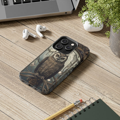 The Hermit Owl Tarot iPhone Tough Case | Embrace the Dark Academia Aesthetic and Retro Gothic Vibes with Captivating Tarot Design