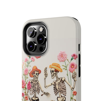 Dancing Halloween Skeletons Embroidery iPhone Case | iPhone X to iPhone 14 Pro Max