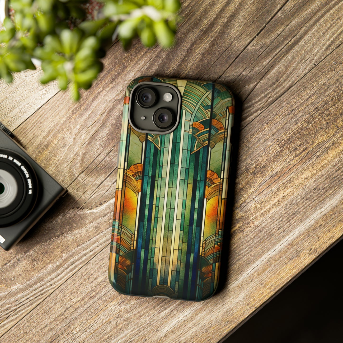 Art Deco Stained Glass floral Phone Case for iPhone 15, 14, Pro Max, 13, 12 & Samsung Galaxy S23, S22, S21, Google Pixel