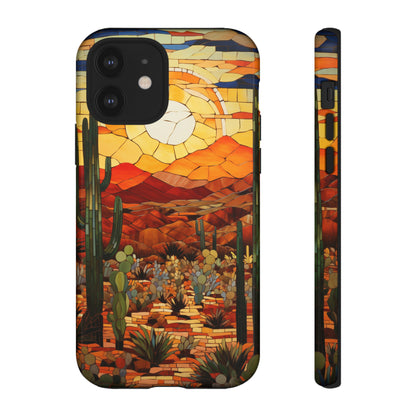 Desert Sunset Cactus Mosaic Tile