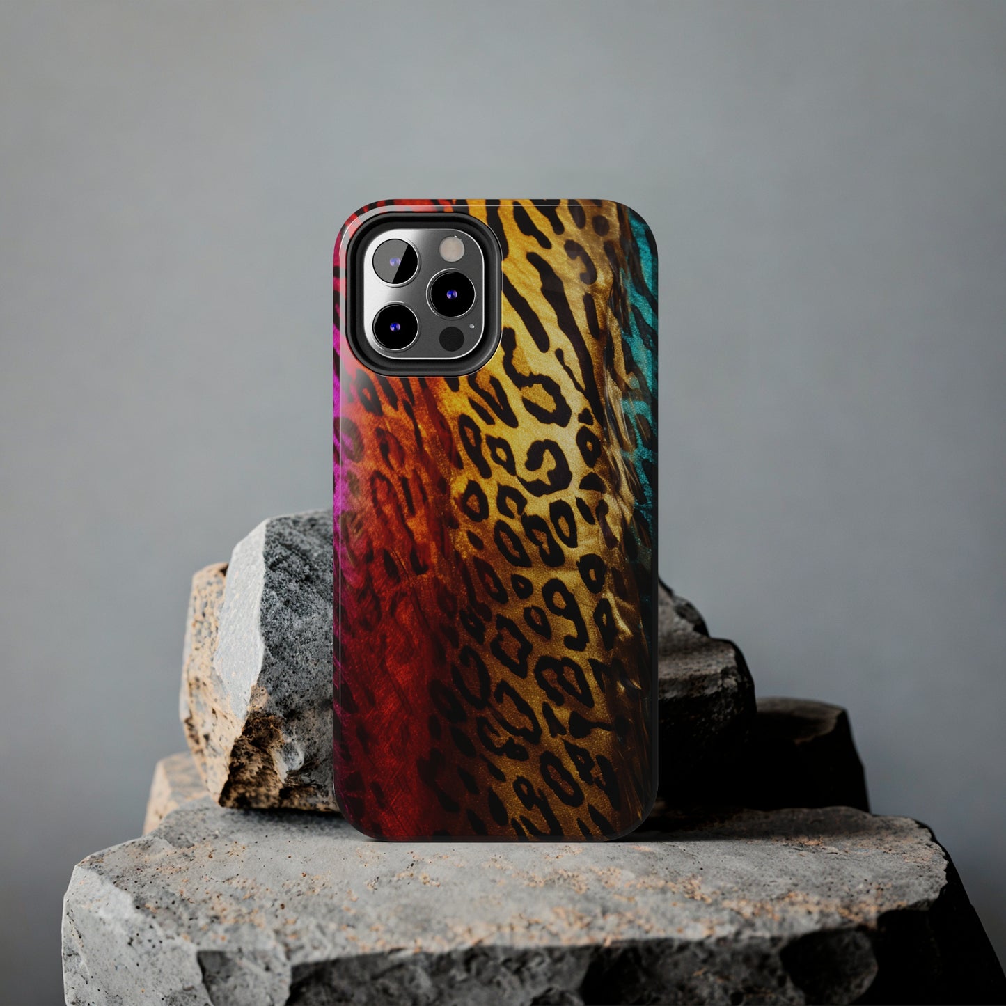 Kaleidoscopic Wild: Psychedelic Rainbow Leopard Print | Dazzling iPhone Case