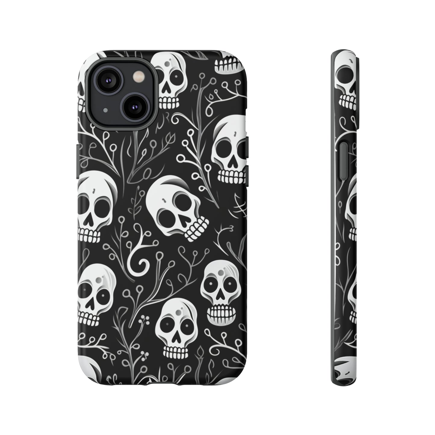 Join the Goth Side: Black Skull Floral Print | Mystical Elegance Case for iPhone, Samsung Galaxy, and Google Pixel